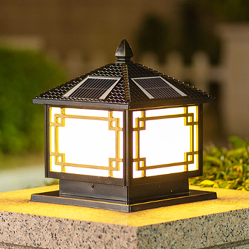 Contemporary Pillar Light Metallic LED Solar Lighting Fixture for Garden
