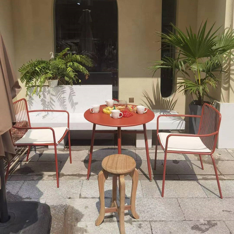 Modern Bistro Dining Table Set 1/3 Pcs Outdoor Round Metal Dining Table and Chairs