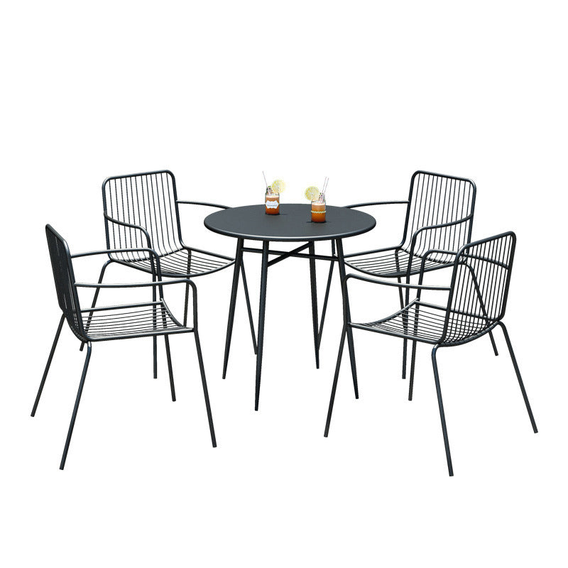 Modern Bistro Dining Table Set 1/3 Pcs Outdoor Round Metal Dining Table and Chairs
