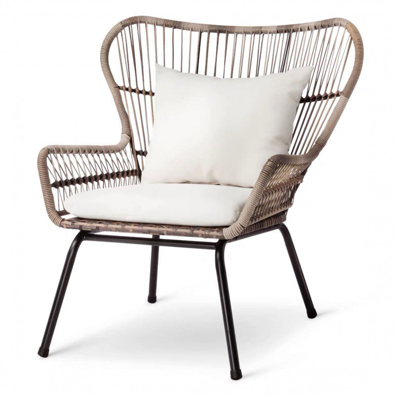 Modern Outdoor Dining Table Set 1/3 Pcs Rattan and Metal Frame Patio Table and Chairs