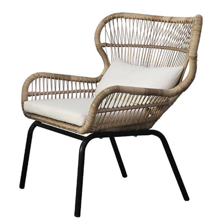 Modern Outdoor Dining Table Set 1/3 Pcs Rattan and Metal Frame Patio Table and Chairs