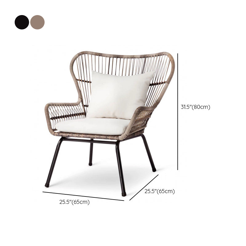 Modern Outdoor Dining Table Set 1/3 Pcs Rattan and Metal Frame Patio Table and Chairs