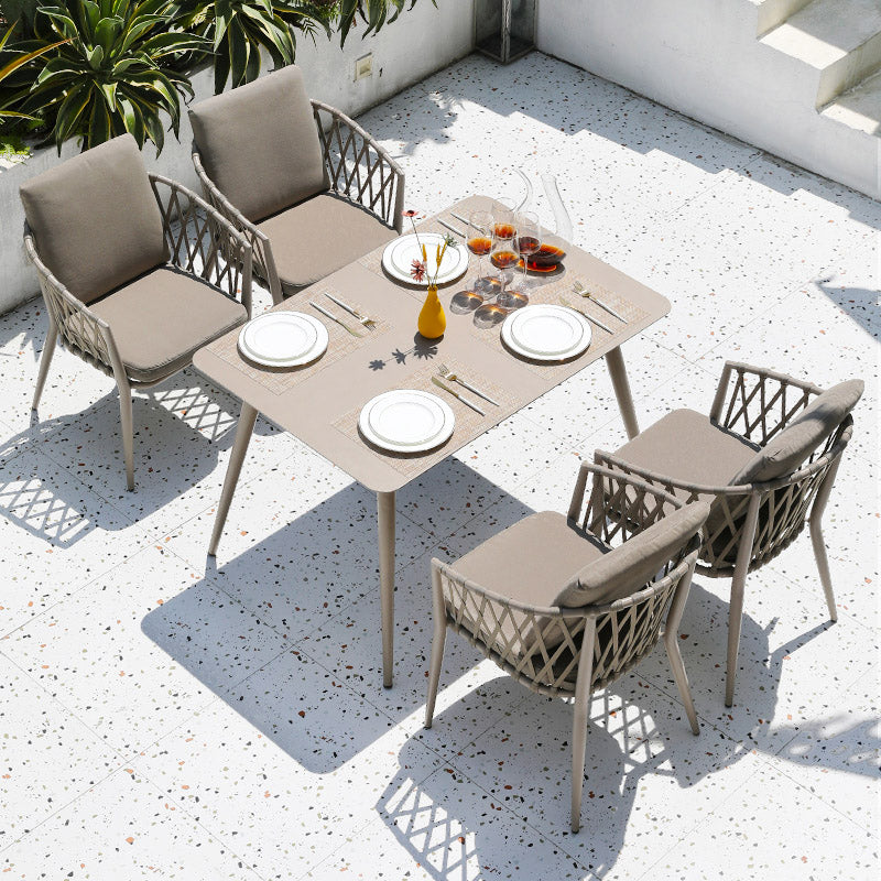Boho Patio Dining Table Set 1/3/5/7/9 Pcs Aluminum Frame Dining Table and Chairs