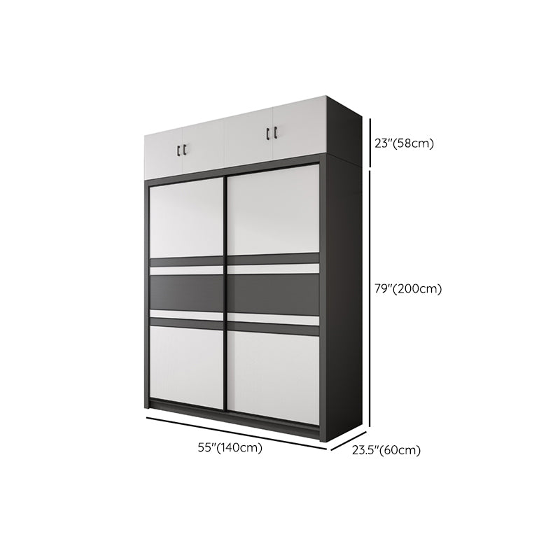 Contemporary Grey and White Storage Cabinet  Bedroom Cabinet with Sliding Doors