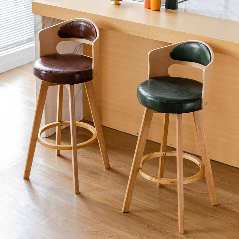 Low Back Dining Stools Round Armless Bar Stools with Wood Base