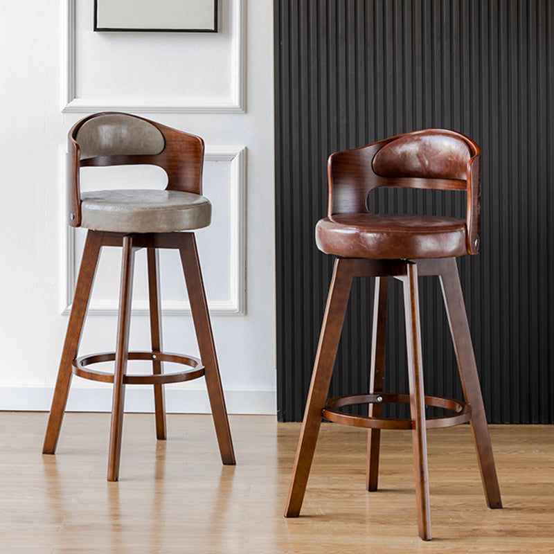 Low Back Dining Stools Round Armless Bar Stools with Wood Base