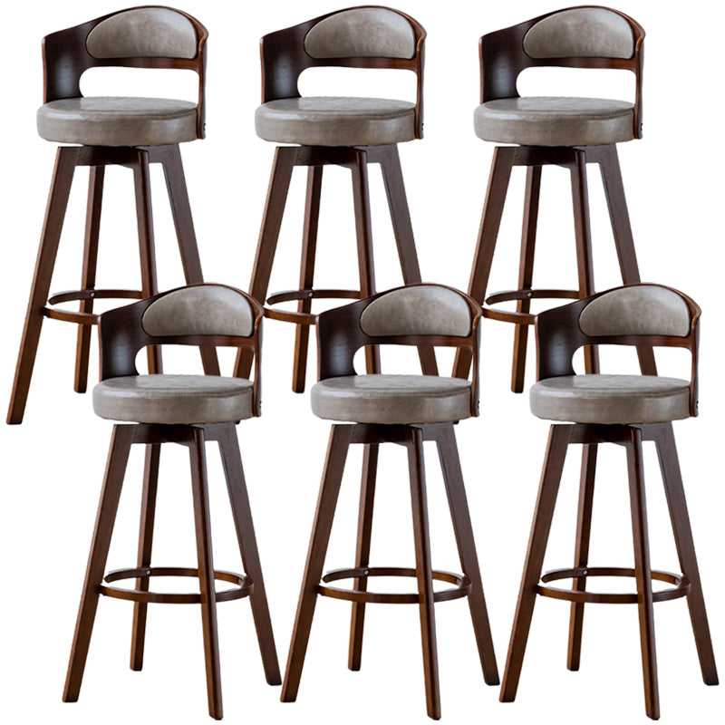 Low Back Dining Stools Round Armless Bar Stools with Wood Base