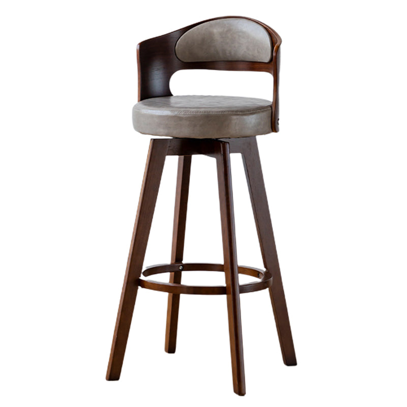 Low Back Dining Stools Round Armless Bar Stools with Wood Base