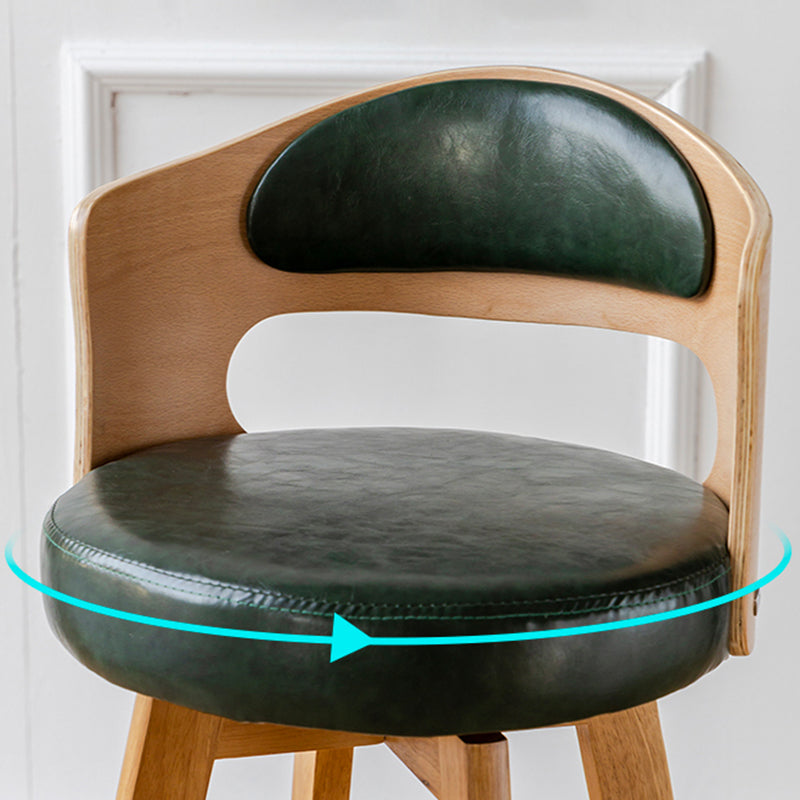 Low Back Dining Stools Round Armless Bar Stools with Wood Base