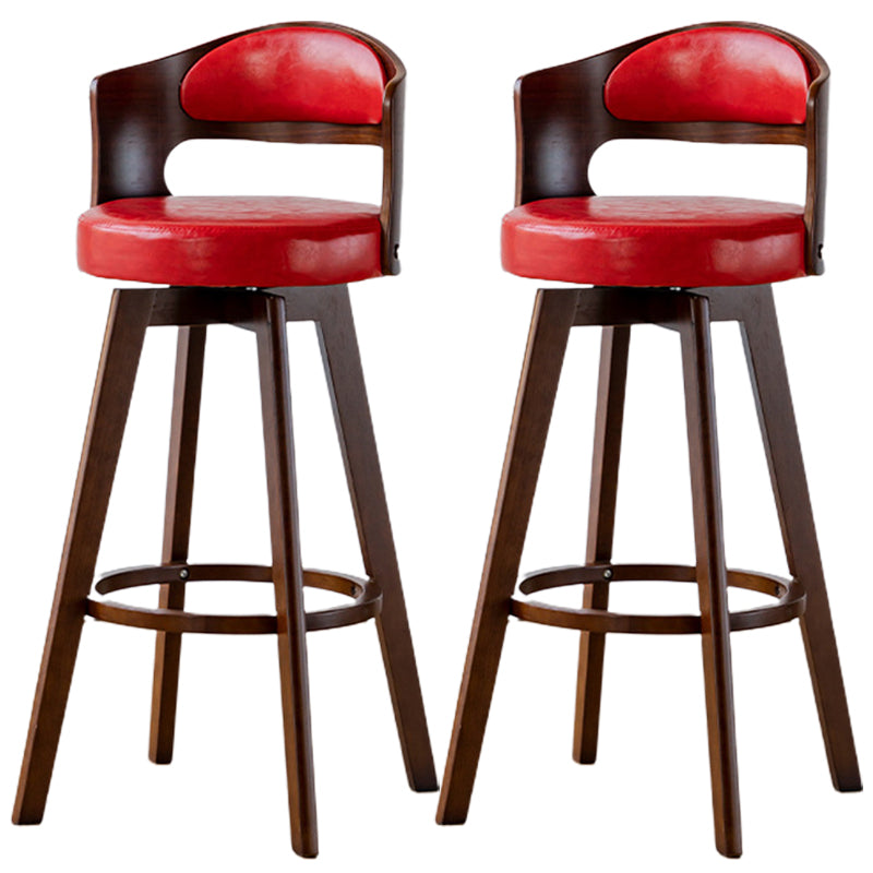 Low Back Dining Stools Round Armless Bar Stools with Wood Base