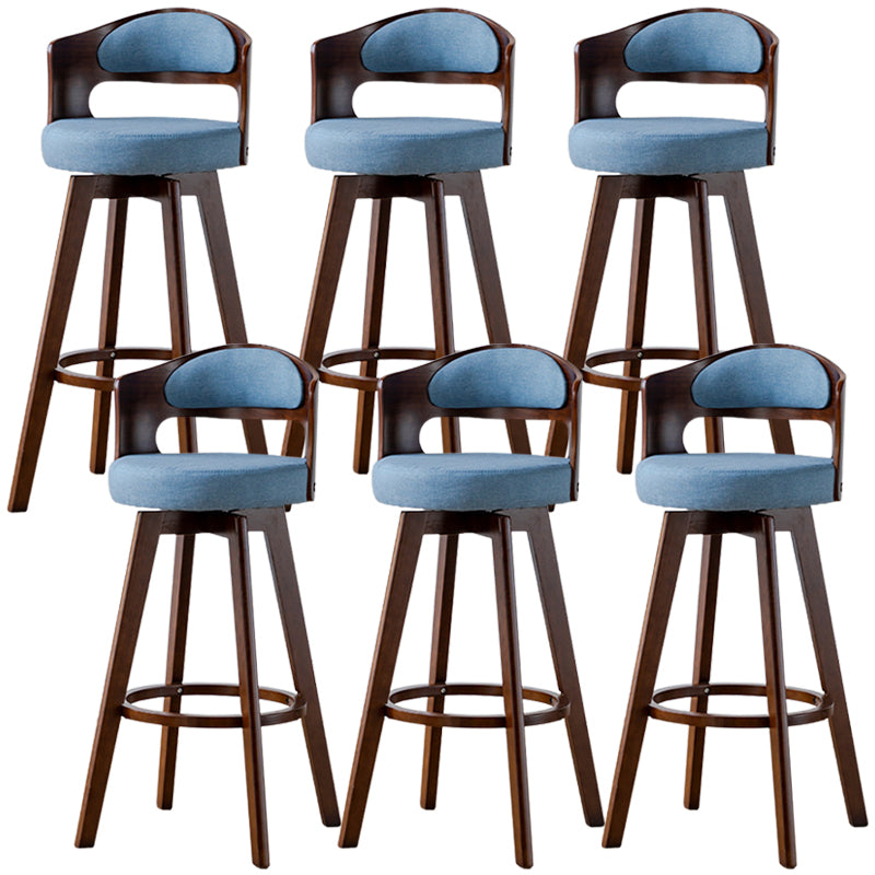 Low Back Dining Stools Round Armless Bar Stools with Wood Base
