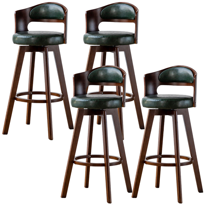 Low Back Dining Stools Round Armless Bar Stools with Wood Base