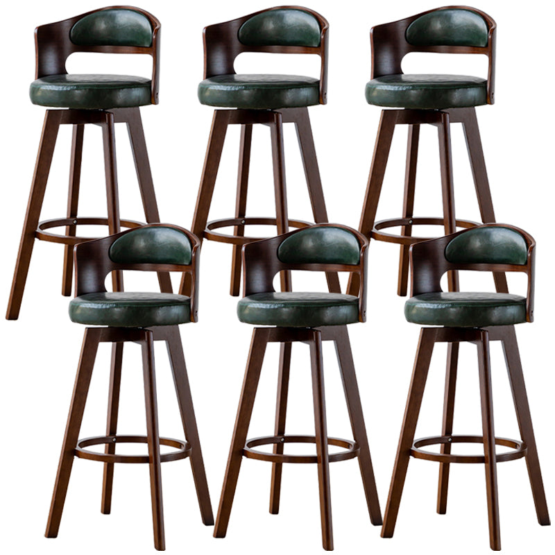 Low Back Dining Stools Round Armless Bar Stools with Wood Base