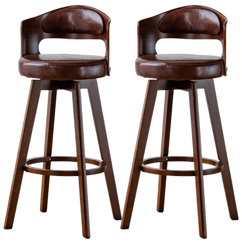 Low Back Dining Stools Round Armless Bar Stools with Wood Base