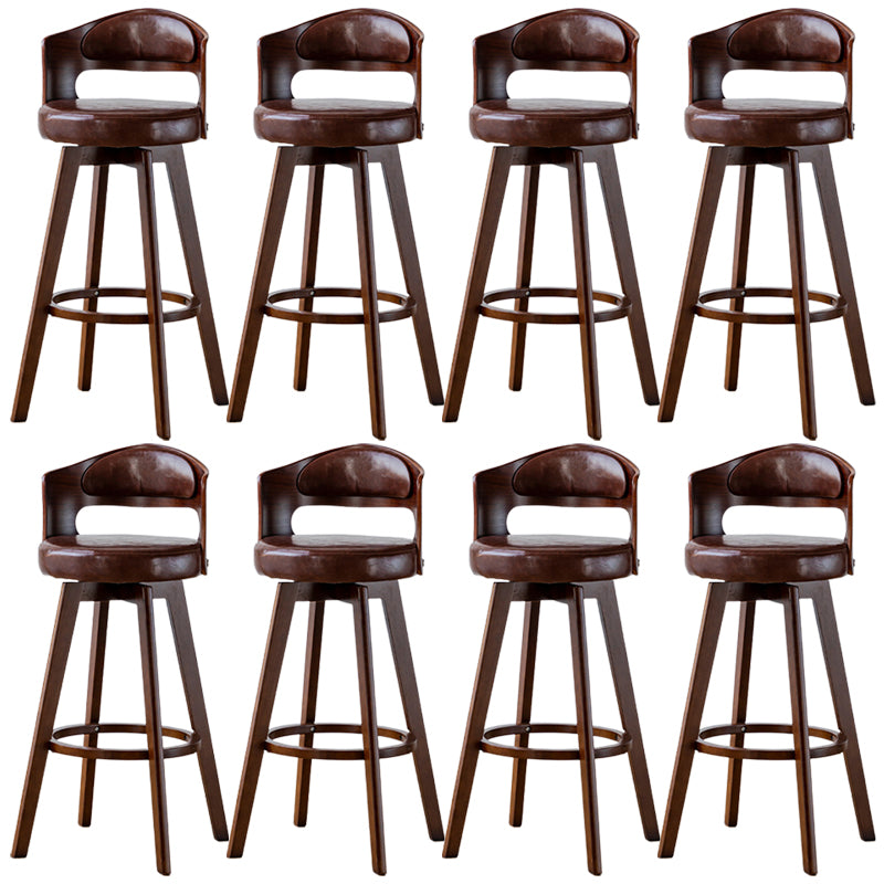 Low Back Dining Stools Round Armless Bar Stools with Wood Base