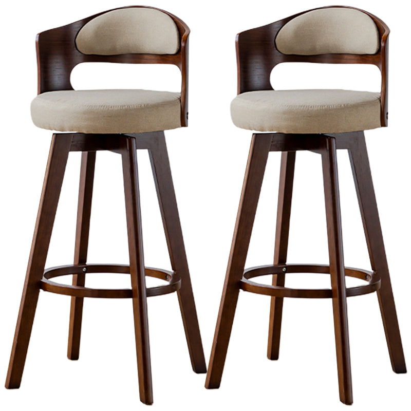 Low Back Dining Stools Round Armless Bar Stools with Wood Base