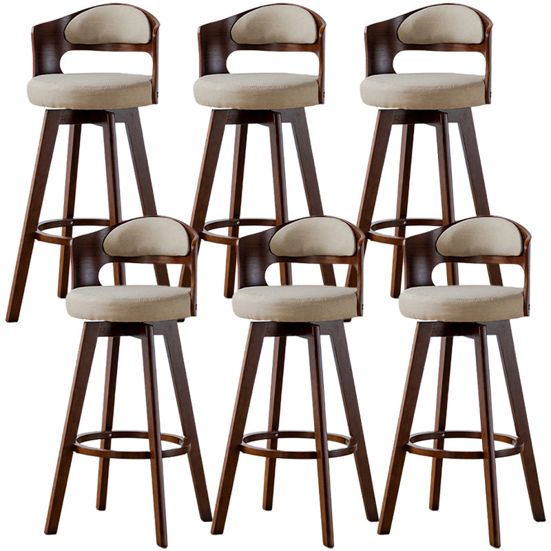 Low Back Dining Stools Round Armless Bar Stools with Wood Base