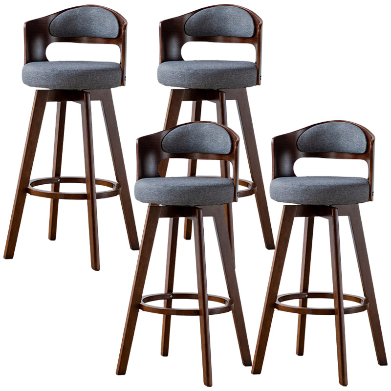 Low Back Dining Stools Round Armless Bar Stools with Wood Base