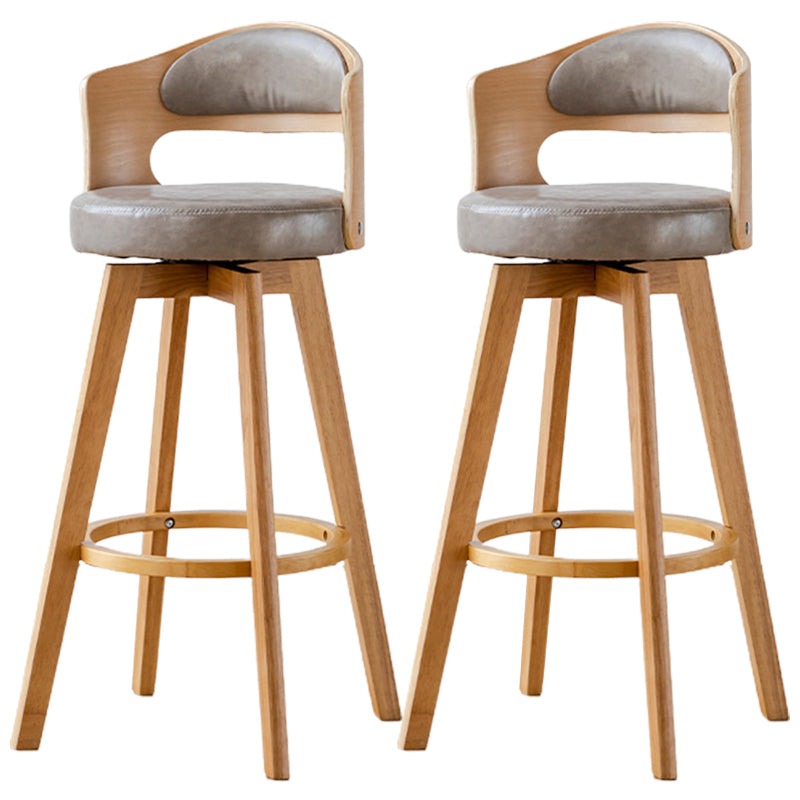 Low Back Dining Stools Round Armless Bar Stools with Wood Base