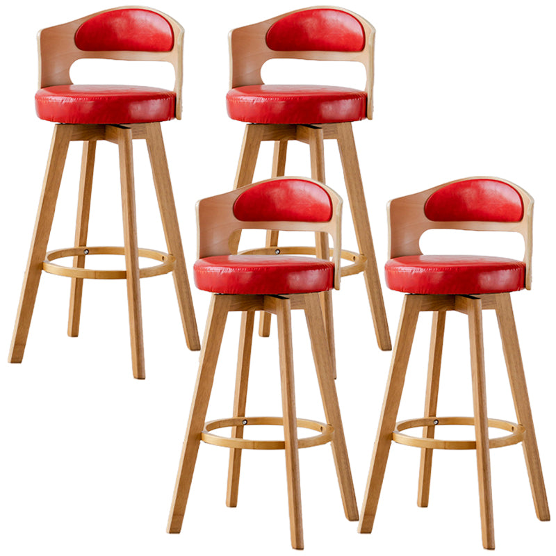 Low Back Dining Stools Round Armless Bar Stools with Wood Base