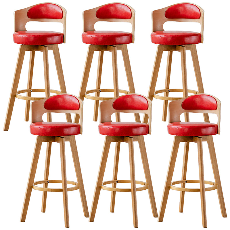 Low Back Dining Stools Round Armless Bar Stools with Wood Base