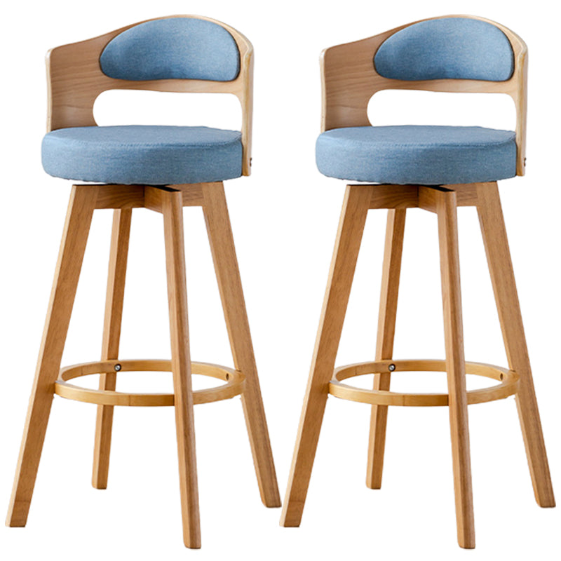 Low Back Dining Stools Round Armless Bar Stools with Wood Base