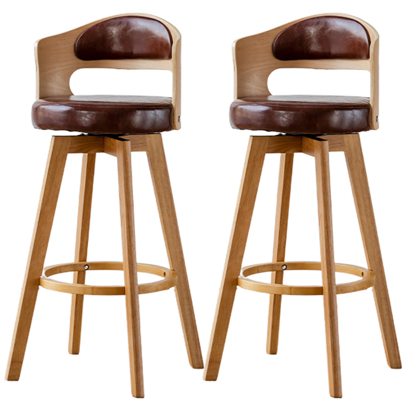 Low Back Dining Stools Round Armless Bar Stools with Wood Base