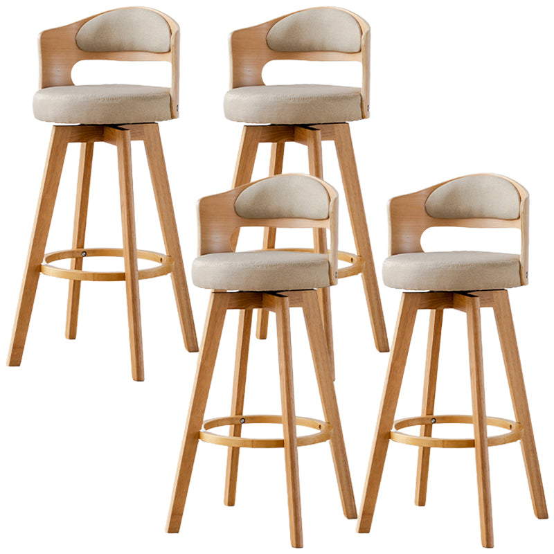 Low Back Dining Stools Round Armless Bar Stools with Wood Base