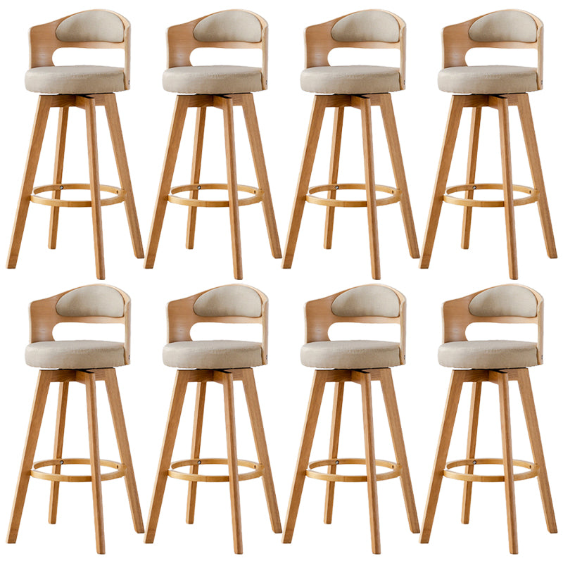 Low Back Dining Stools Round Armless Bar Stools with Wood Base