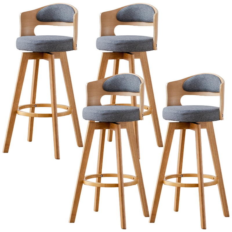 Low Back Dining Stools Round Armless Bar Stools with Wood Base