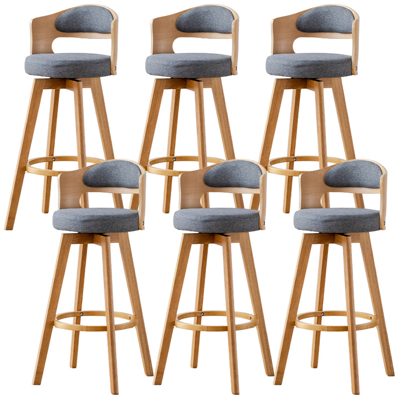 Low Back Dining Stools Round Armless Bar Stools with Wood Base