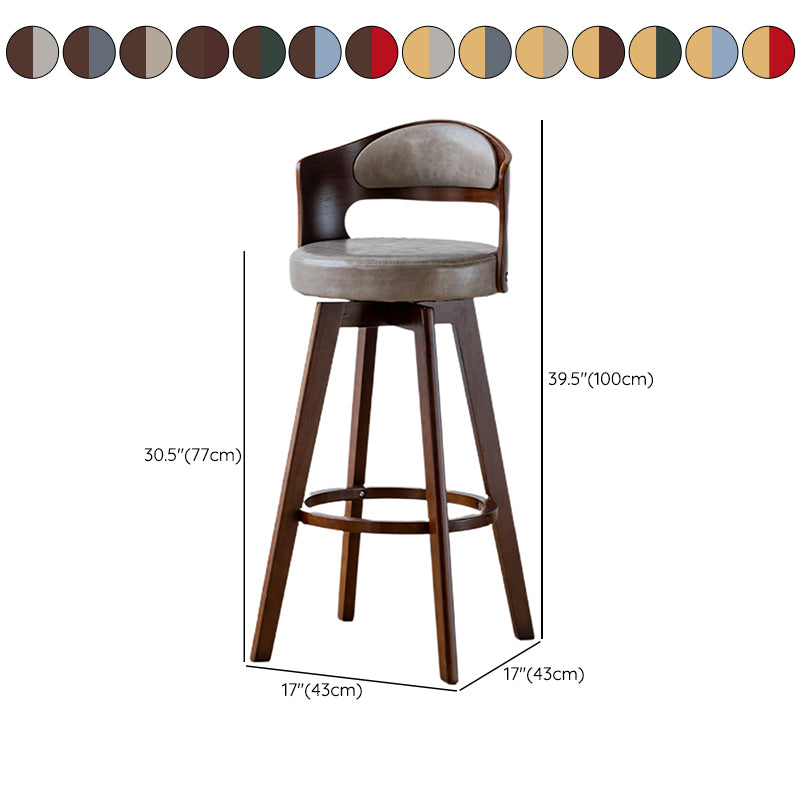 Low Back Dining Stools Round Armless Bar Stools with Wood Base