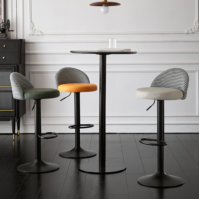 Low Back Dining Stools Adjustable Height Bar Stools with Cushion