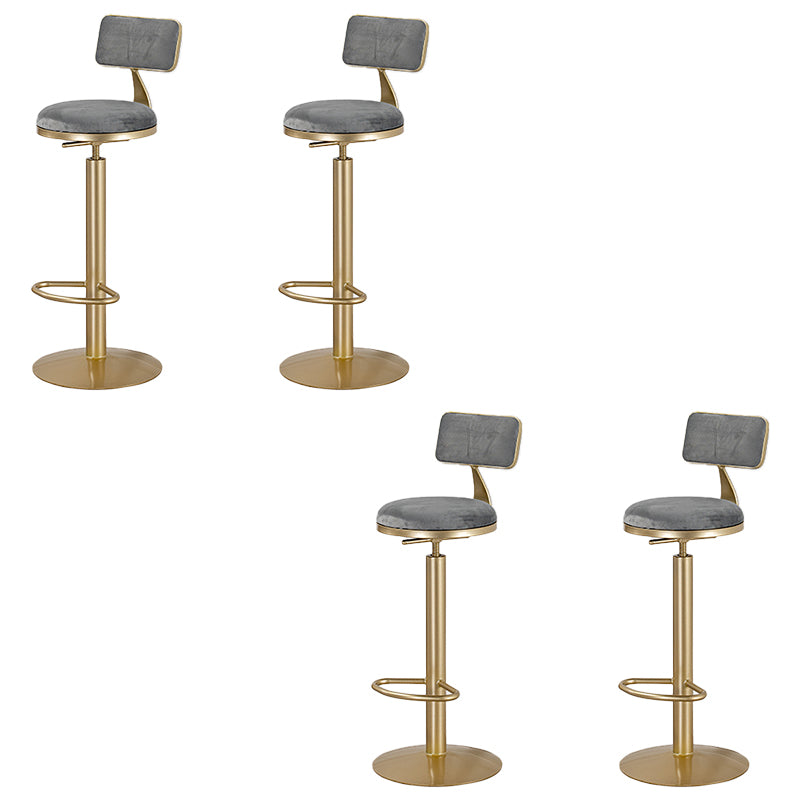 Adjustable Height Bar Stools Glam Dining Stools with Metal Base