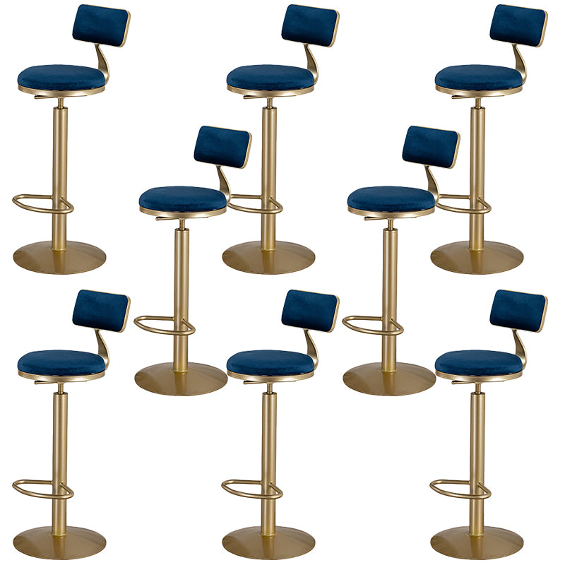 Adjustable Height Bar Stools Glam Dining Stools with Metal Base