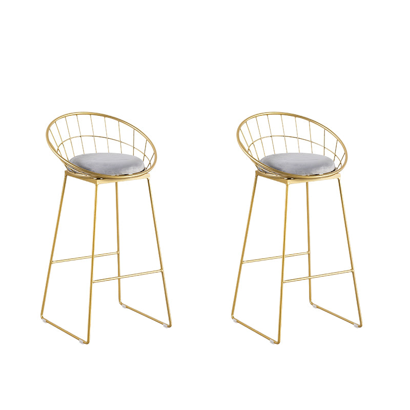 Round Low Back Dining Stools Armless Bar Stools with Metal Base