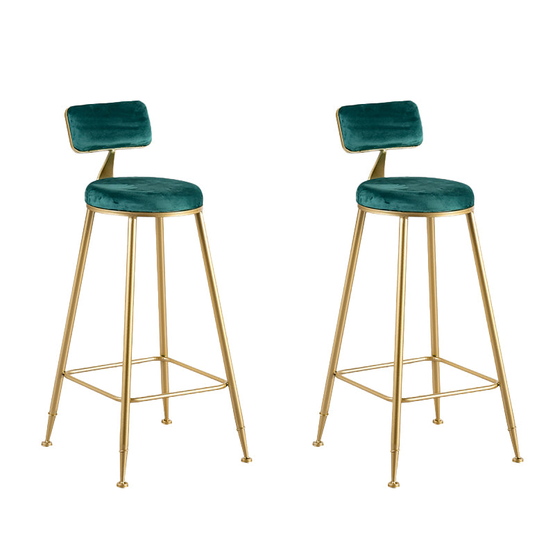 Round Low Back Dining Stools Armless Bar Stools with Metal Base
