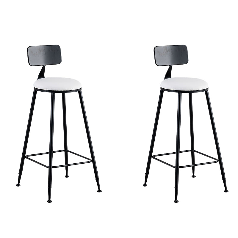 Round Low Back Dining Stools Armless Bar Stools with Metal Base
