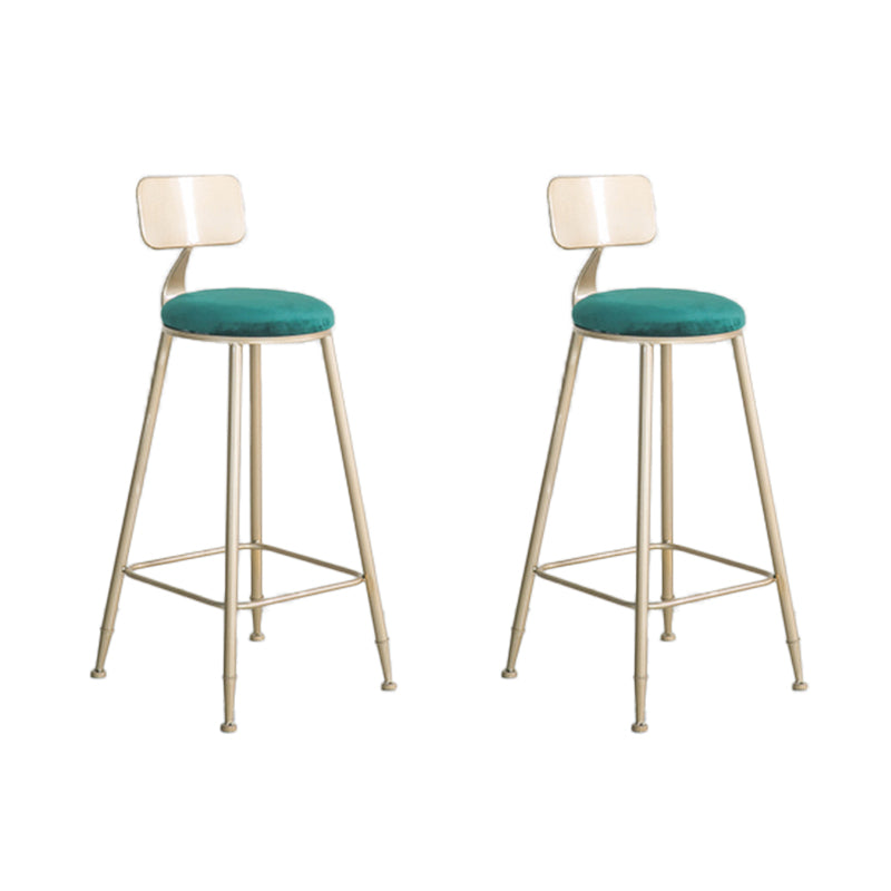 Round Low Back Dining Stools Armless Bar Stools with Metal Base