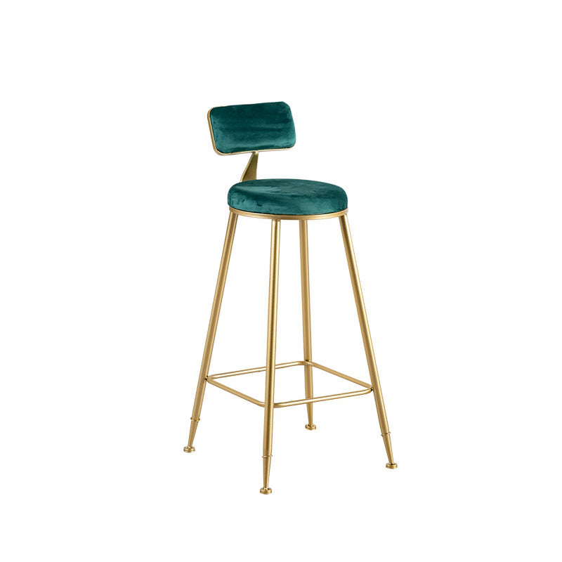 Round Low Back Dining Stools Armless Bar Stools with Metal Base
