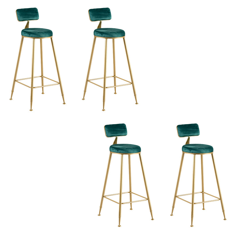 Round Low Back Dining Stools Armless Bar Stools with Metal Base