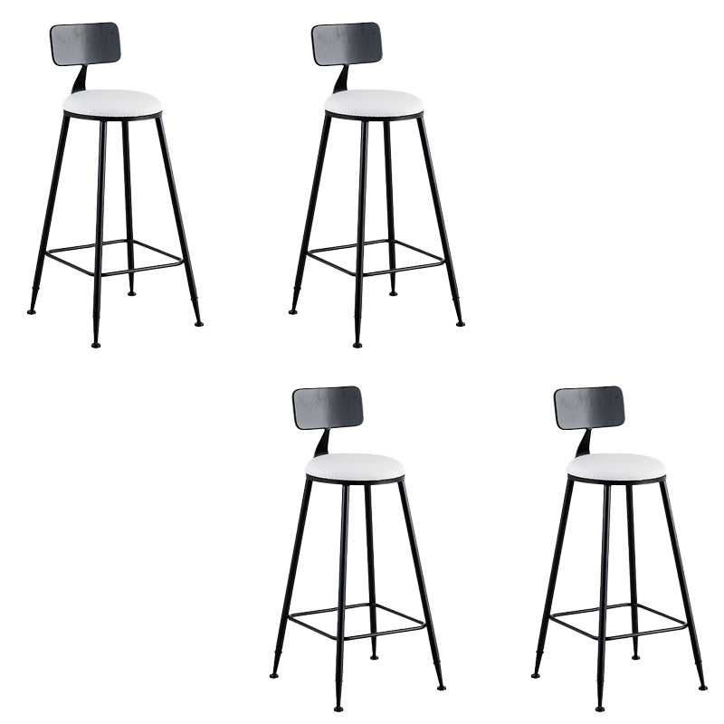 Round Low Back Dining Stools Armless Bar Stools with Metal Base