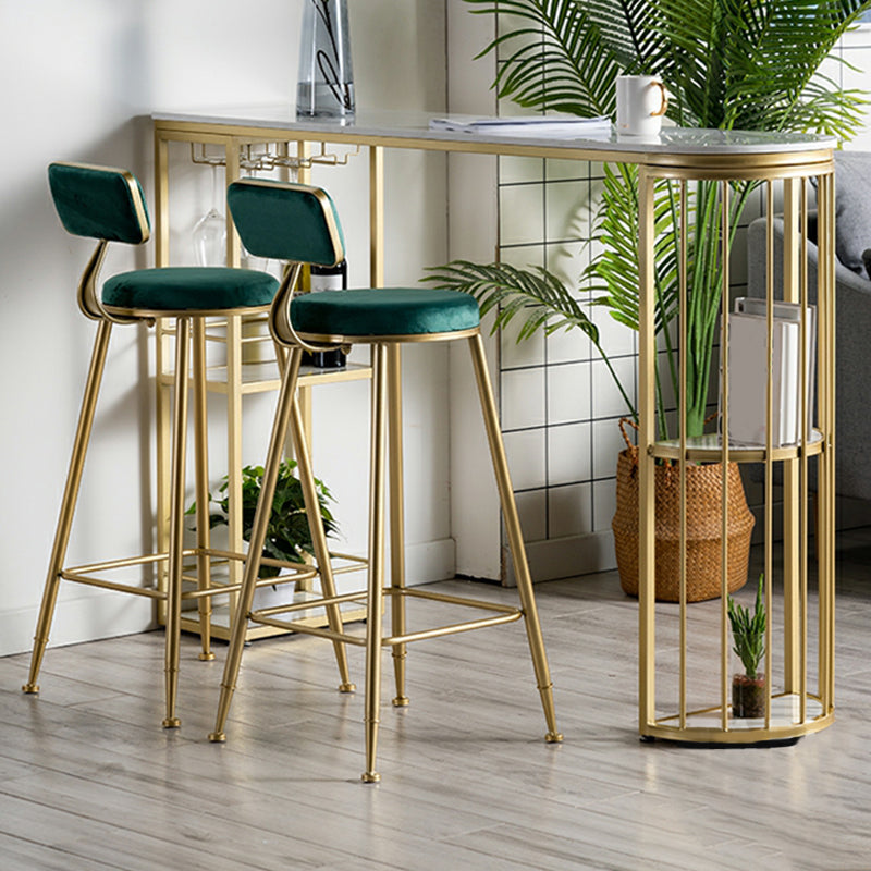 Round Low Back Dining Stools Armless Bar Stools with Metal Base