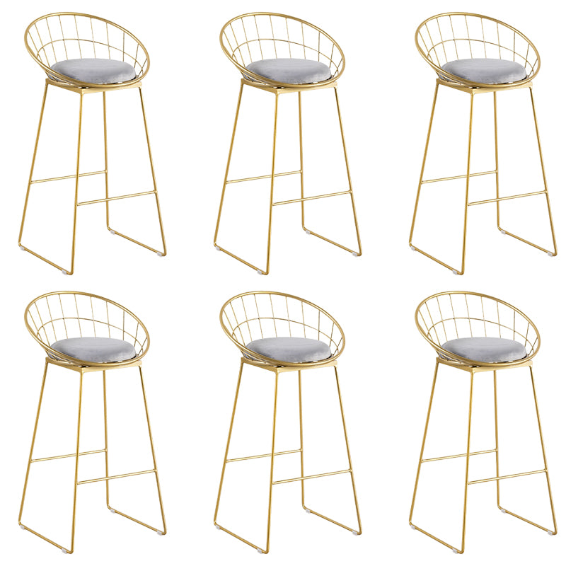 Round Low Back Dining Stools Armless Bar Stools with Metal Base
