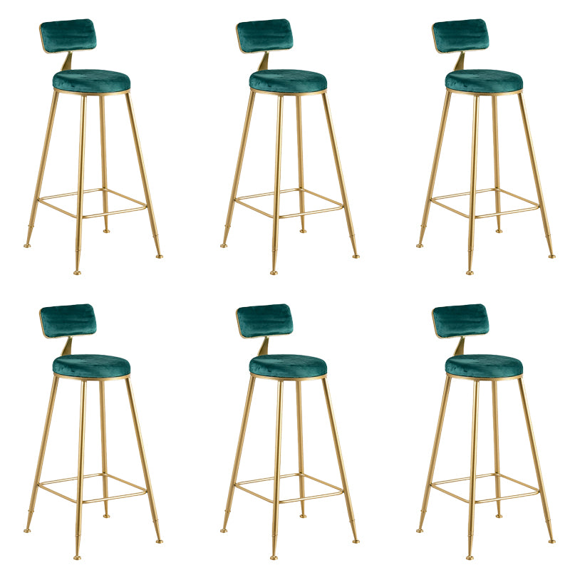 Round Low Back Dining Stools Armless Bar Stools with Metal Base