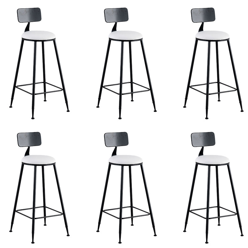 Round Low Back Dining Stools Armless Bar Stools with Metal Base