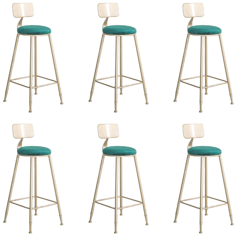 Round Low Back Dining Stools Armless Bar Stools with Metal Base