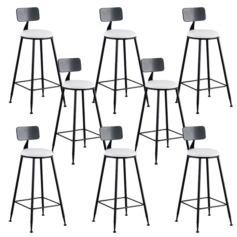 Round Low Back Dining Stools Armless Bar Stools with Metal Base