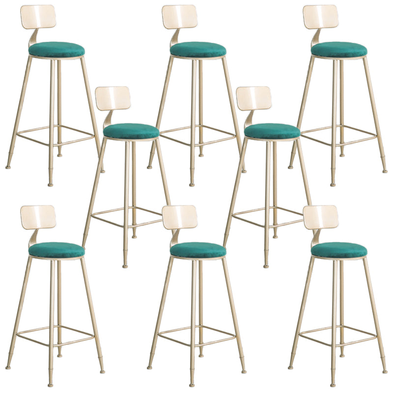 Round Low Back Dining Stools Armless Bar Stools with Metal Base