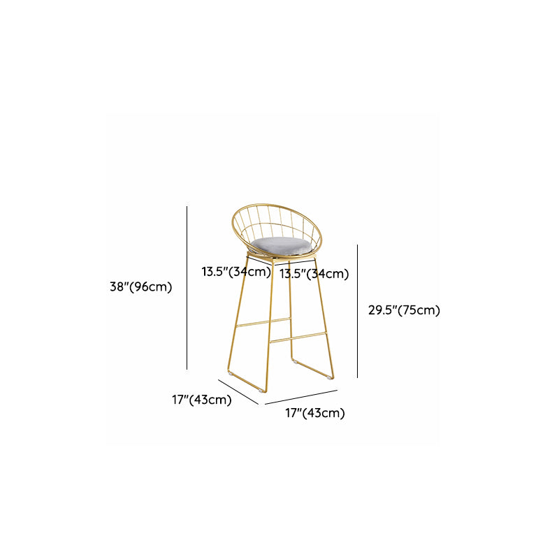 Round Low Back Dining Stools Armless Bar Stools with Metal Base